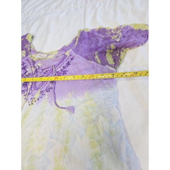 Vtg Indie Purple Women Top Whimsigoth Embroidered Fairycore Boho Retro Hippie - Picture 10 of 12